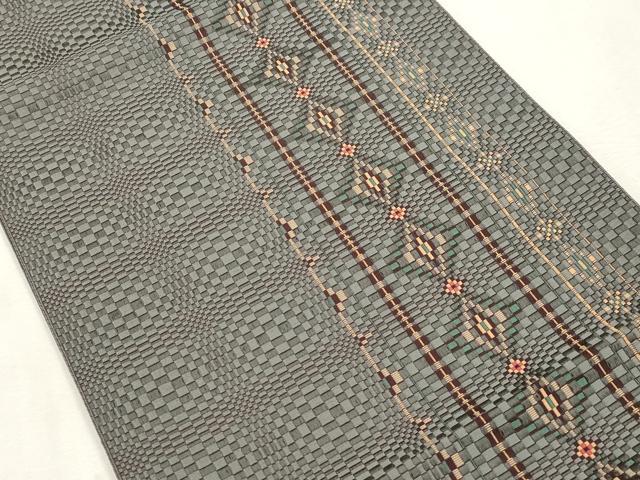 平和屋着物●本場筑前博多織 八寸名古屋帯 幾何学間道 正絹 逸品 CABI7443dy