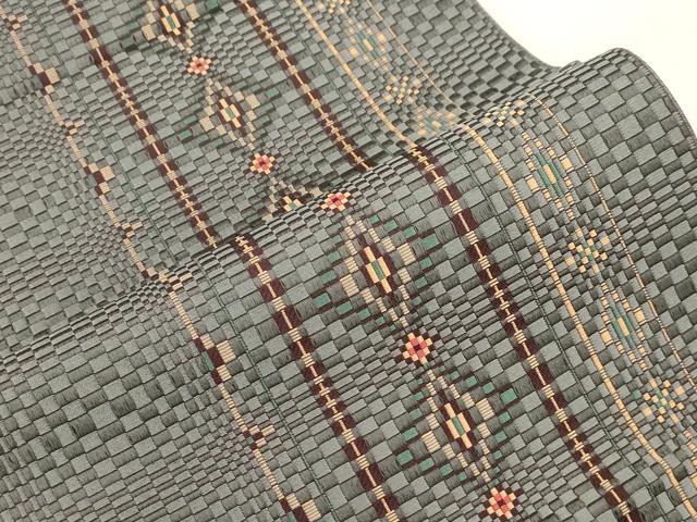 平和屋着物●本場筑前博多織 八寸名古屋帯 幾何学間道 正絹 逸品 CABI7443dy