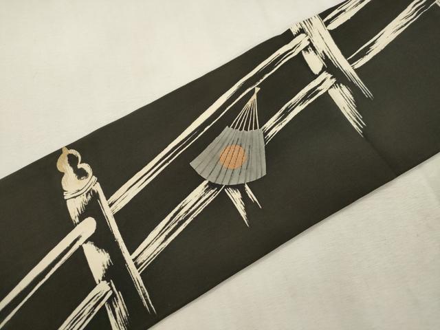平和屋着物●アンティーク 大正ロマン 九寸名古屋帯 刺繍 人物文 金糸 正絹 逸品 CABI7459dy