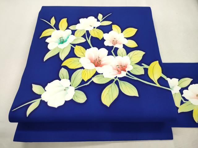 平和屋着物●塩瀬 九寸名古屋帯 手描き 草花文 正絹 逸品 CABI7463dy
