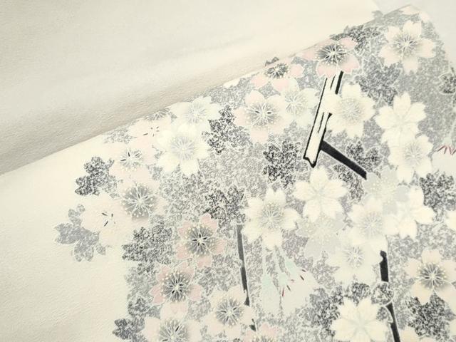 平和屋着物●九寸名古屋帯 作家物 舞桜文 正絹 逸品 CABI7466dy