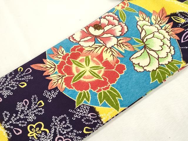 平和屋着物●つけ帯 草花文 鬼しぼ縮緬 CABI7477dy