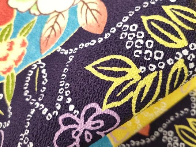 平和屋着物●つけ帯 草花文 鬼しぼ縮緬 CABI7477dy