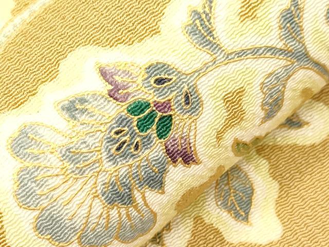 平和屋着物●岡重謹製 OKAJIMA つけ帯 更紗花文 金彩 鬼しぼ縮緬 正絹 逸品 CABI7485dy