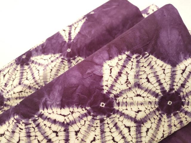 平和屋着物●紫根染 紬 つけ帯 麻の葉文様 正絹 逸品 CABI7492dy