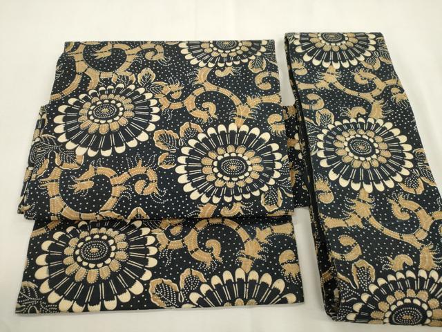 平和屋着物●つけ帯 型染め 花唐草文 綿 CABI7495dy
