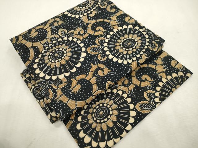 平和屋着物●つけ帯 型染め 花唐草文 綿 CABI7495dy