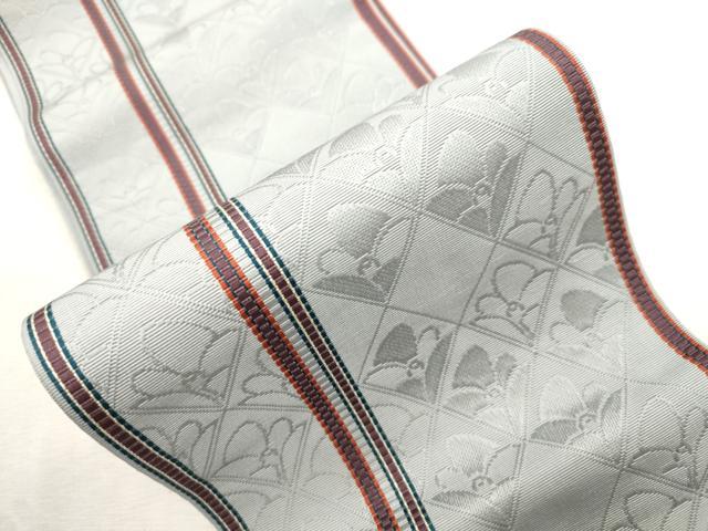 平和屋着物●本場筑前博多織 半幅帯 草花間道 正絹 逸品 CABI7503dy