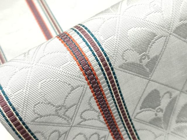 平和屋着物●本場筑前博多織 半幅帯 草花間道 正絹 逸品 CABI7503dy
