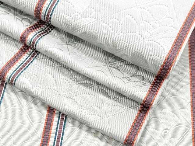 平和屋着物●本場筑前博多織 半幅帯 草花間道 正絹 逸品 CABI7503dy