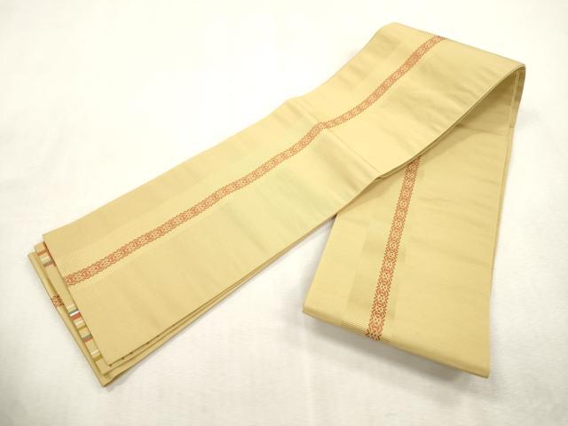 平和屋着物●本場筑前博多織 両面 半幅帯 格子柄 正絹 逸品 CABI7510dy