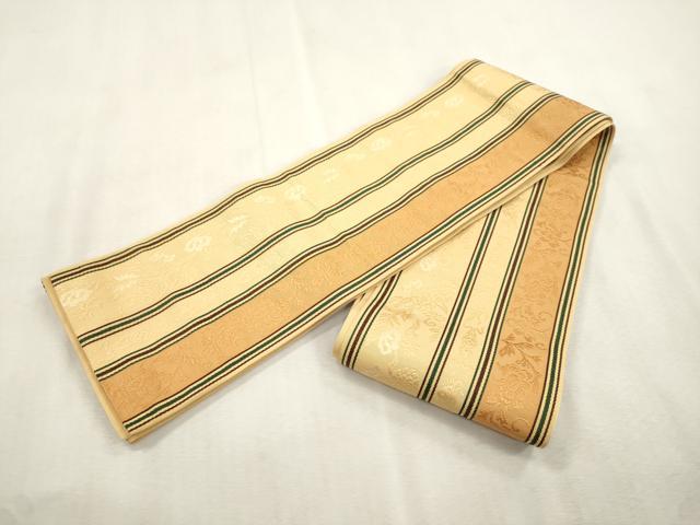 平和屋着物●本場筑前博多織 半幅帯 草花文 正絹 逸品 CABI7511dy