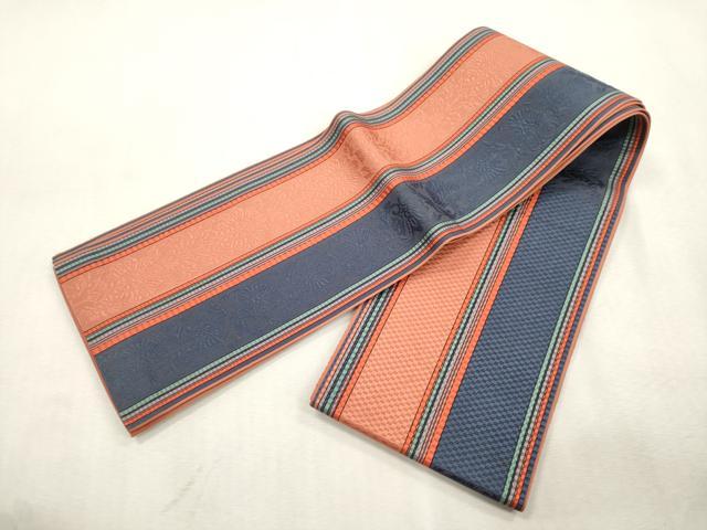 平和屋着物●本場筑前博多織 半幅帯 草花文 正絹 逸品 CABI7513dy