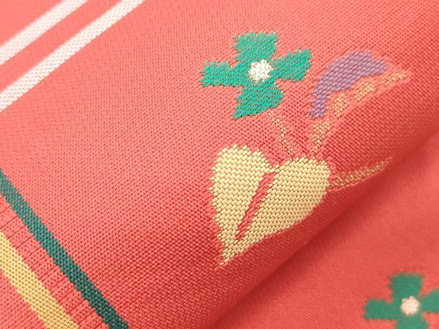 平和屋着物●本場筑前博多織 半幅帯 成り物 正絹 逸品 CABI7516dy