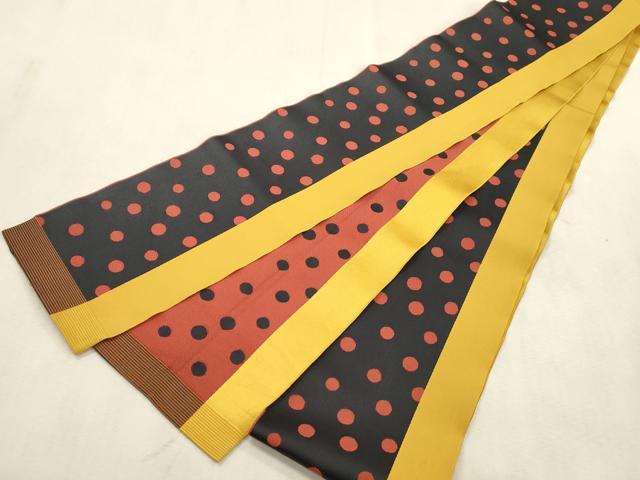 平和屋着物●本場筑前博多織 両面 半幅帯 水玉 一重帯 正絹 逸品 CABI7518dy