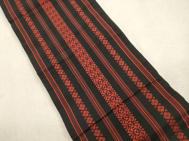 平和屋着物●本場筑前博多織 半幅帯 献上 黒地 正絹 逸品 CABI7522dy