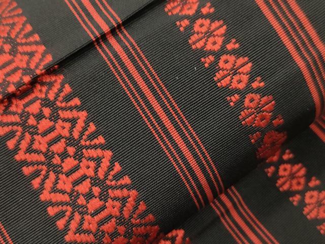 平和屋着物●本場筑前博多織 半幅帯 献上 黒地 正絹 逸品 CABI7522dy