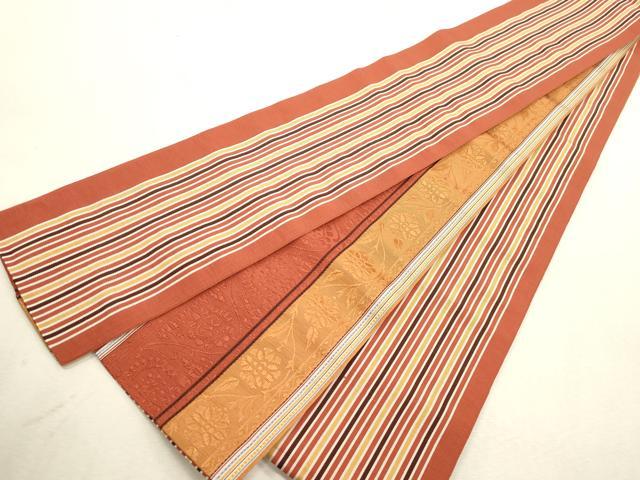 平和屋着物●本場筑前博多織 半幅帯 草花文 正絹 逸品 CABI7523dy