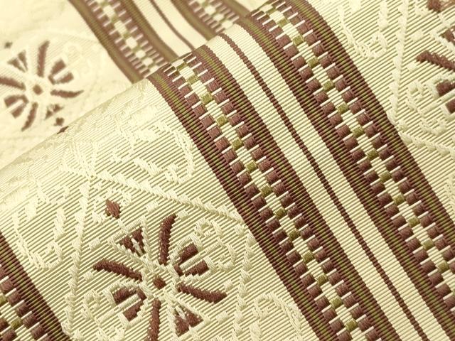 平和屋着物●本場筑前博多織 半幅帯 幾何学文 証紙付き 正絹 逸品 CABI7527dy