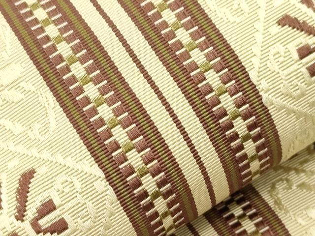 平和屋着物●本場筑前博多織 半幅帯 幾何学文 証紙付き 正絹 逸品 CABI7527dy