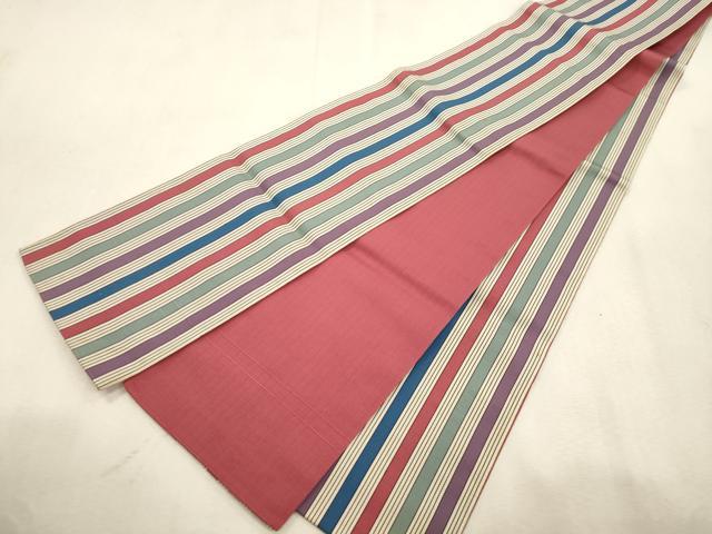 平和屋着物●本場筑前博多織 半幅帯 間道 正絹 逸品 CABI7528dy