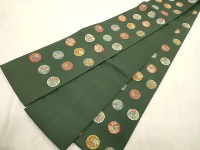 平和屋着物●本場筑前博多織 半幅帯 草花丸文 原田織物 証紙付き 正絹 逸品 CABI7530dy