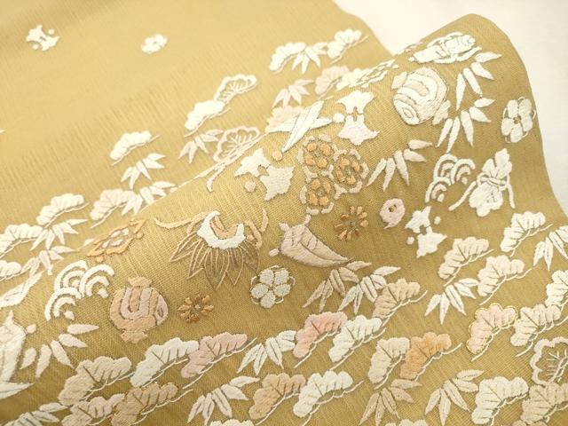 平和屋着物▽中国三大刺繍 相良刺繍 総刺繍 袋帯 スリーシーズン 春夏秋 松竹梅宝尽くし文 正絹 逸品 CABI7537dy