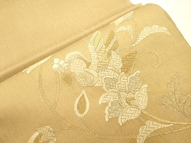 平和屋着物▽太鼓柄袋帯 スリーシーズン 春夏秋 総刺繍 更紗鳥文 金糸 正絹 逸品 未使用 CABI7541dy