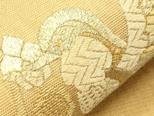 平和屋着物▽太鼓柄袋帯 スリーシーズン 春夏秋 総刺繍 更紗鳥文 金糸 正絹 逸品 未使用 CABI7541dy