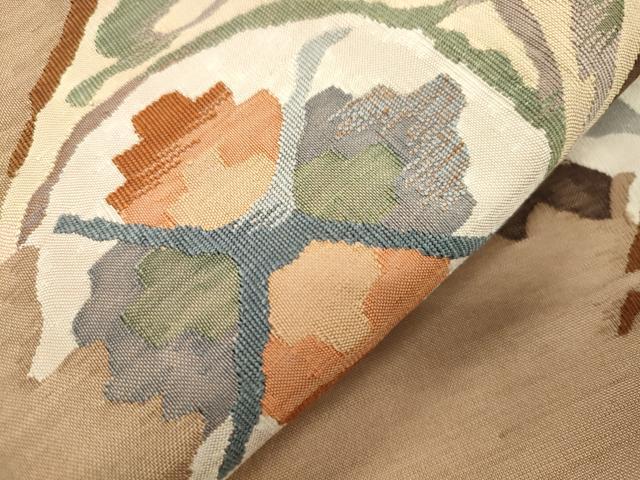 平和屋着物●太鼓柄袋帯 すくい織 草花文 正絹 逸品 CABI7545dy