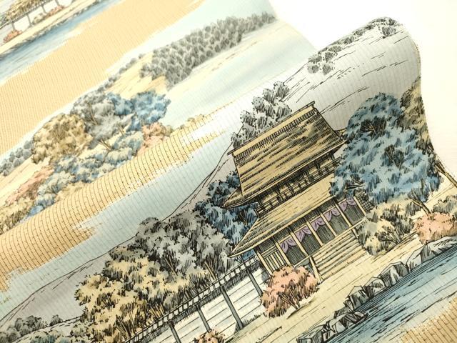 平和屋着物●全通柄袋帯 本場大島紬 風景文 宮之原織物謹製 証紙付き 正絹 逸品 CABI7547dy