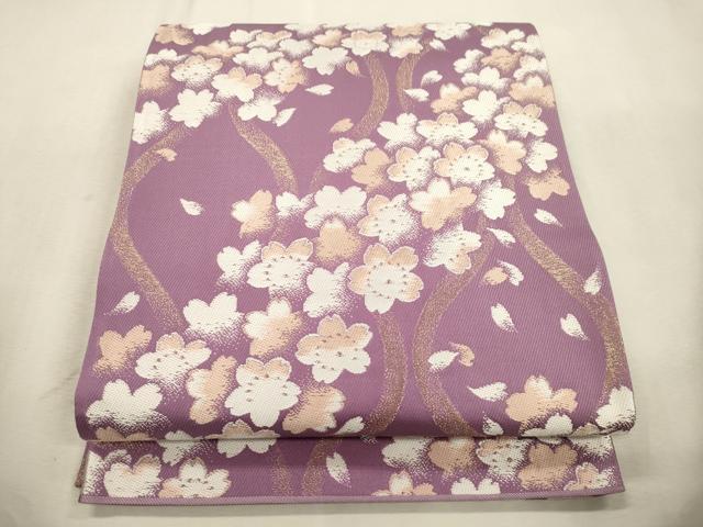 平和屋着物●六通柄袋帯 舞桜文 金糸 正絹 逸品 CABI7550dy