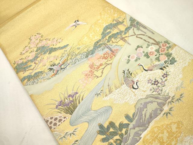 平和屋着物●太鼓柄袋帯 箔金綴 風景文 金糸 正絹 逸品 CABI7554dy