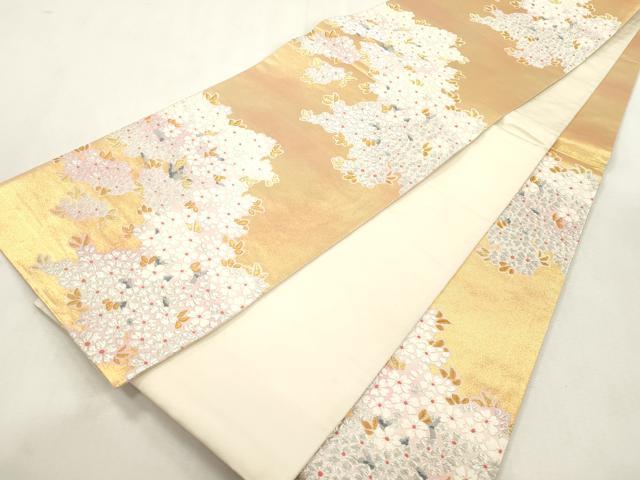 平和屋着物●六通柄袋帯 唐織 枝花文 金銀糸 正絹 逸品 CABI7561dy