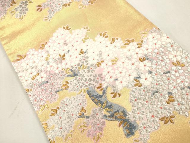 平和屋着物●六通柄袋帯 唐織 枝花文 金銀糸 正絹 逸品 CABI7561dy