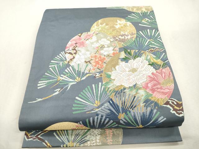平和屋着物●六通柄袋帯 唐織 松葉花丸文 金糸 正絹 逸品 CABI7565dy
