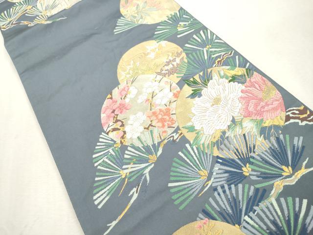 平和屋着物●六通柄袋帯 唐織 松葉花丸文 金糸 正絹 逸品 CABI7565dy