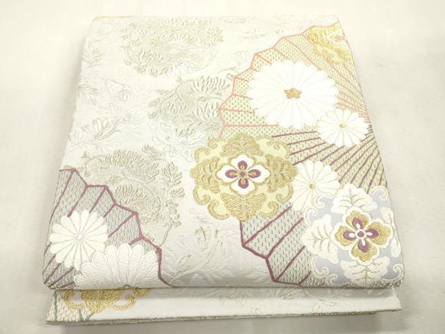 平和屋着物●六通柄袋帯 御香染宮むらさき 舞花文 金糸 正絹 逸品 CABI7570dy