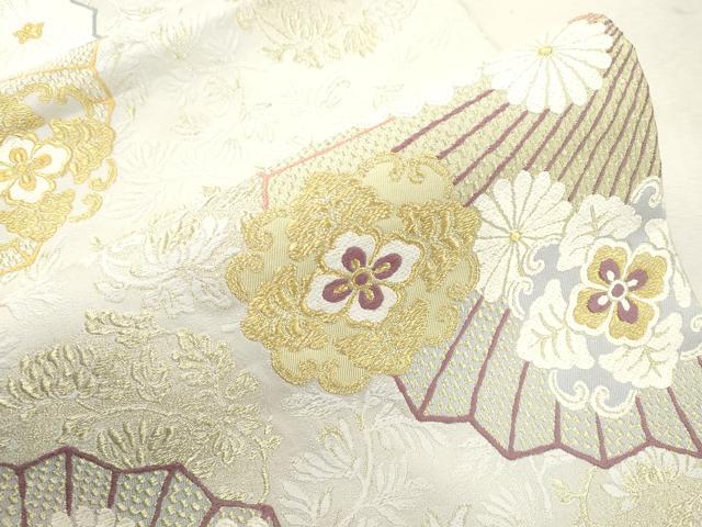 平和屋着物●六通柄袋帯 御香染宮むらさき 舞花文 金糸 正絹 逸品 CABI7570dy