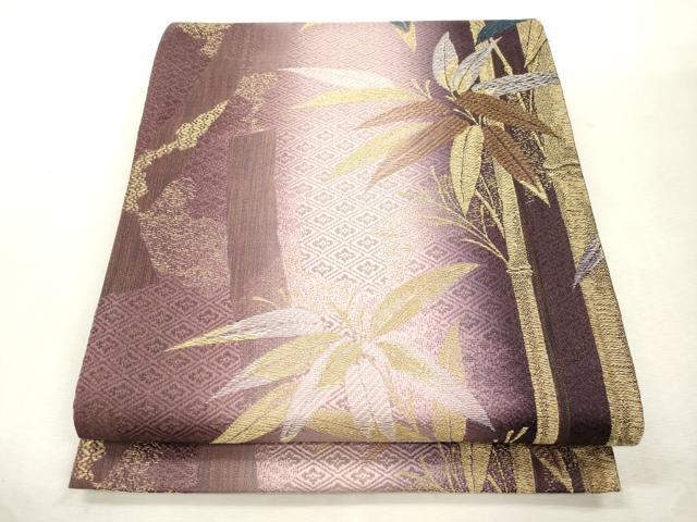 平和屋着物●両面 全通柄袋帯 笹竹文 金銀糸 正絹 逸品 未使用 CABI7578dy