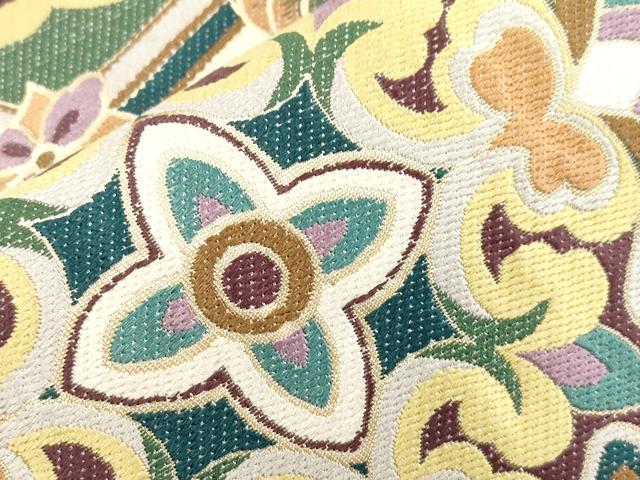 平和屋着物●六通柄袋帯 正倉院花文 金糸 正絹 逸品 CABI7584dy