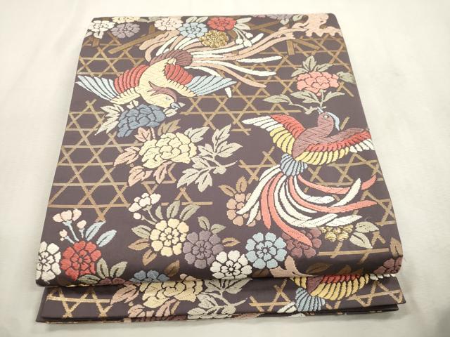 平和屋着物●六通柄袋帯 唐織 花鳥文 金糸 正絹 逸品 CABI7586dy