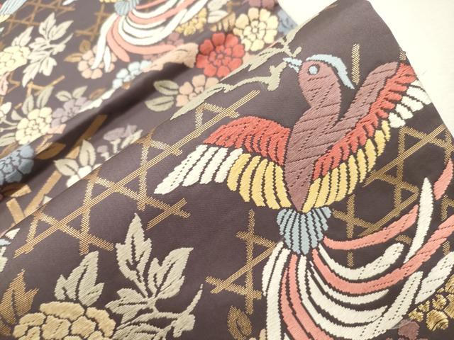 平和屋着物●六通柄袋帯 唐織 花鳥文 金糸 正絹 逸品 CABI7586dy