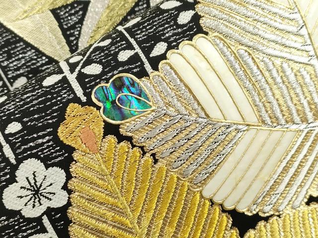 平和屋着物●袋帯 螺鈿 松竹梅 金銀糸 正絹 逸品 CABI7588dy