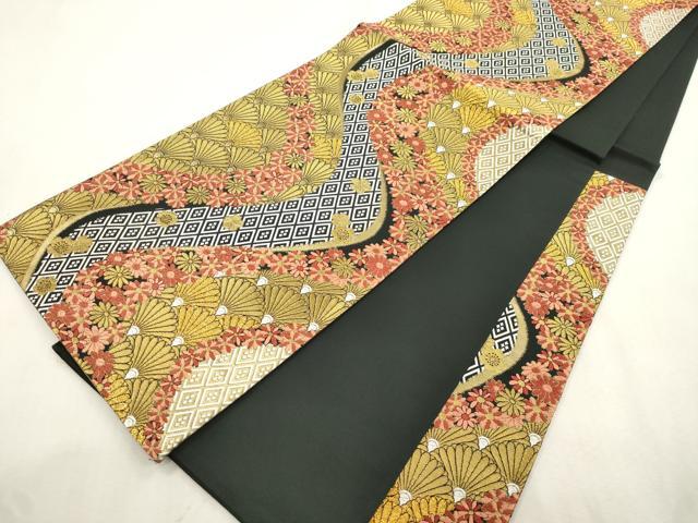 平和屋着物●六通柄袋帯 唐織 流水花尽くし文 金糸 正絹 逸品 CABI7589dy