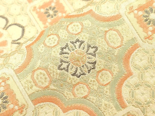 平和屋着物●全通柄 京袋帯 幾何学花文 金糸 正絹 逸品 CABI7590dy