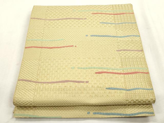 平和屋着物●本場筑前博多織 八寸名古屋帯 抽象文 正絹 逸品 CABI7593dy