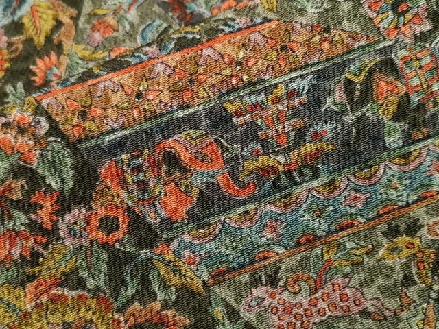 平和屋着物■上質な小紋 切嵌更紗花文 古代エジプト壁画文様 鬼しぼ縮緬 正絹 逸品 CABI7611ev