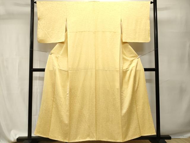 平和屋着物■上質な色無地 花地紋 淡黄色 正絹 逸品 CABI7618ev