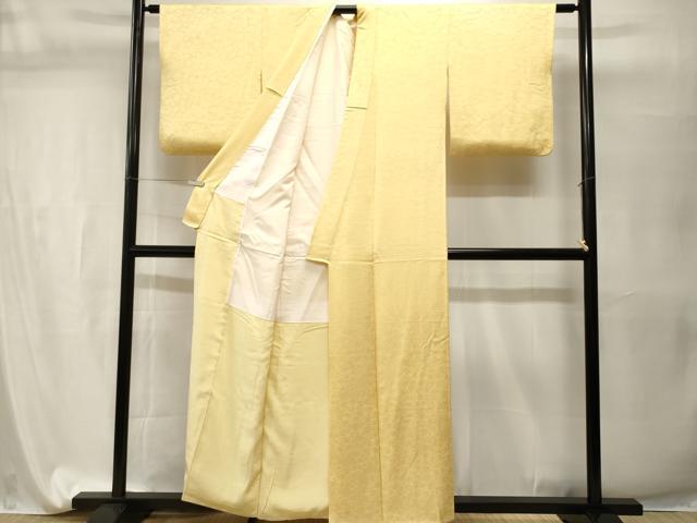 平和屋着物■上質な色無地 花地紋 淡黄色 正絹 逸品 CABI7618ev